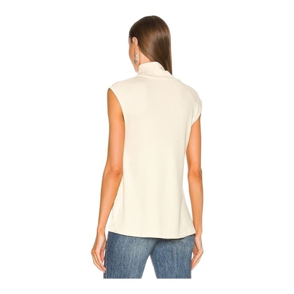 NEW LNA Nessy Sleeveless Top Turtleneck Thermal High Low Hemline In Cloud Cream - Picture 3 of 5